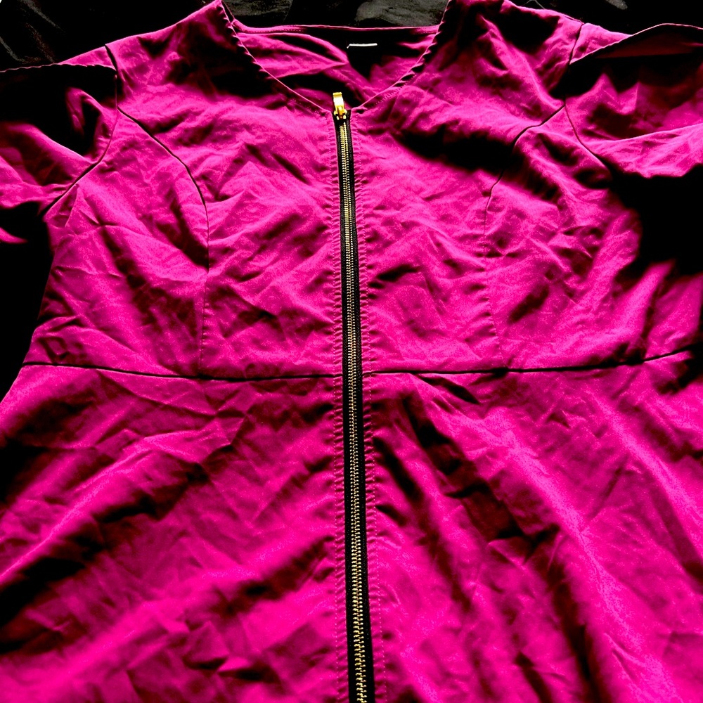 Burgundy peplum scrubs set.